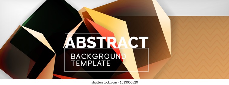 Geometric abstract background with color dark 3d shapes, vector modern business or techno poster design
