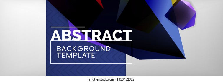 Geometric abstract background with color dark 3d shapes, vector modern business or techno poster design