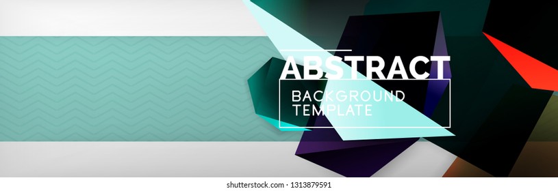 Geometric abstract background with color dark 3d shapes, vector modern business or techno poster design
