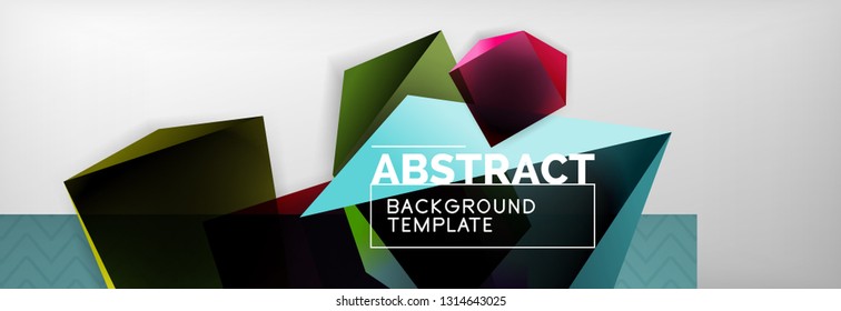 Geometric abstract background with color dark 3d shapes, vector modern business or techno poster design