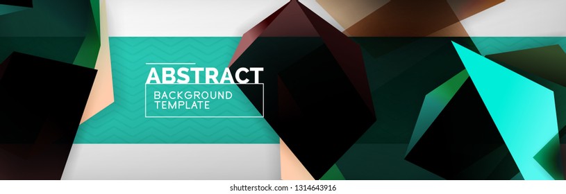 Geometric abstract background with color dark 3d shapes, vector modern business or techno poster design