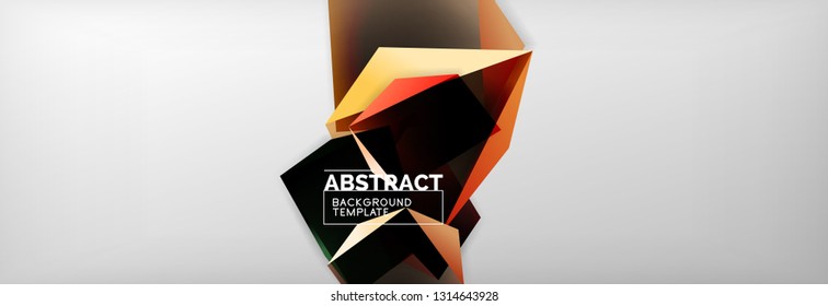 Geometric abstract background with color dark 3d shapes, vector modern business or techno poster design