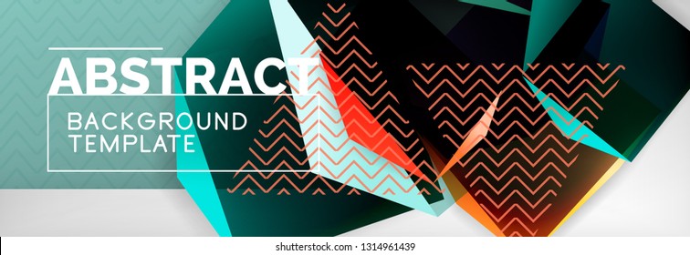 Geometric abstract background with color dark 3d shapes, vector modern business or techno poster design
