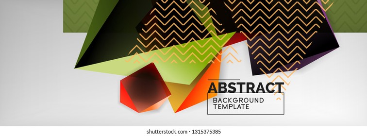 Fondo abstracto geométrico con formas 3d oscuras de color, diseño de afiches de negocios modernos vectoriales o tecno