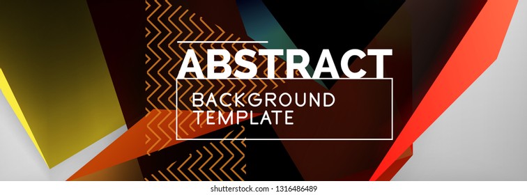 Geometric abstract background with color dark 3d shapes, vector modern business or techno poster design