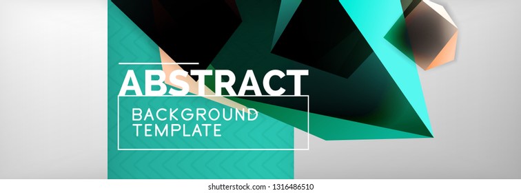 Geometric abstract background with color dark 3d shapes, vector modern business or techno poster design