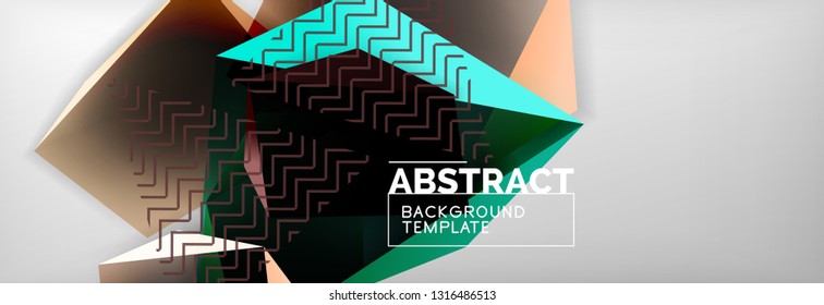 Geometric abstract background with color dark 3d shapes, vector modern business or techno poster design