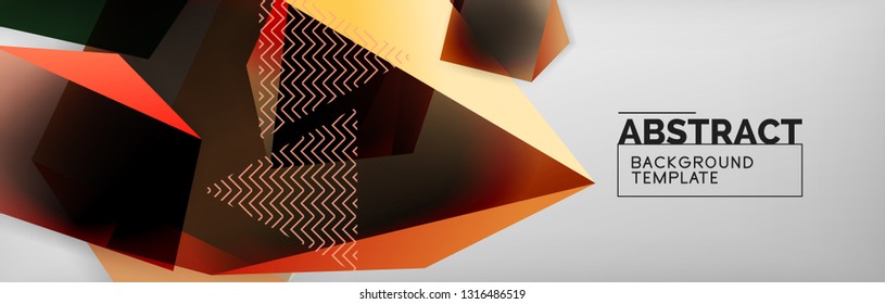Geometric abstract background with color dark 3d shapes, vector modern business or techno poster design