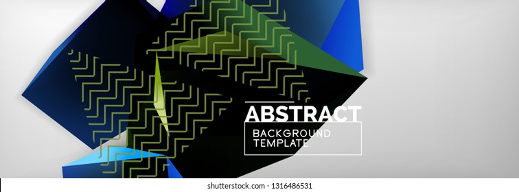 Fondo abstracto geométrico con formas 3d oscuras de color, diseño de afiches de negocios modernos vectoriales o tecno