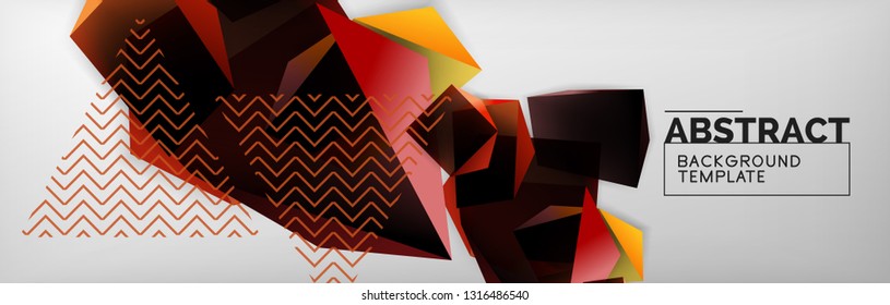 Geometric abstract background with color dark 3d shapes, vector modern business or techno poster design