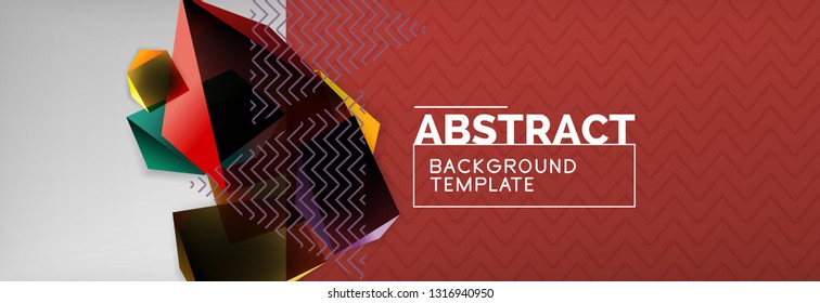 Geometric abstract background with color dark 3d shapes, vector modern business or techno poster design