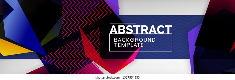 Geometric abstract background with color dark 3d shapes, vector modern business or techno poster design