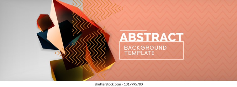 Geometric abstract background with color dark 3d shapes, vector modern business or techno poster design