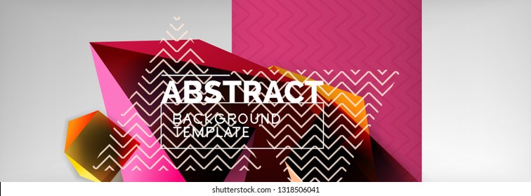 Geometric abstract background with color dark 3d shapes, vector modern business or techno poster design