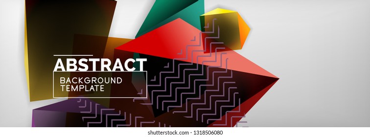 Geometric abstract background with color dark 3d shapes, vector modern business or techno poster design