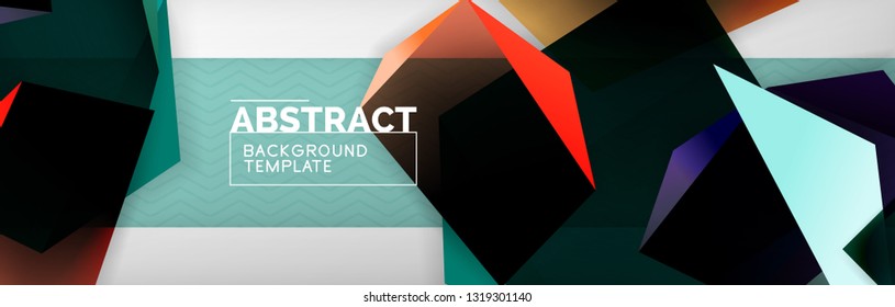 Geometrischer abstrakter Hintergrund mit dunklen, dunklen 3D-Formen, Vektormodernes Business- oder Techno-Poster-Design