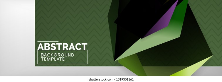 Geometrischer abstrakter Hintergrund mit dunklen, dunklen 3D-Formen, Vektormodernes Business- oder Techno-Poster-Design