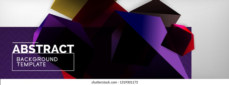 Geometrischer abstrakter Hintergrund mit dunklen, dunklen 3D-Formen, Vektormodernes Business- oder Techno-Poster-Design