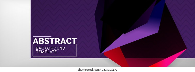 Geometric abstract background with color dark 3d shapes, vector modern business or techno poster design