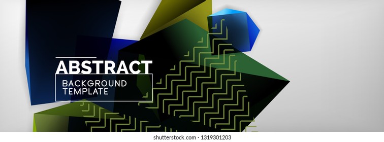 Geometric abstract background with color dark 3d shapes, vector modern business or techno poster design