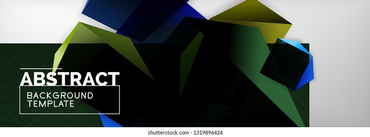 Geometric abstract background with color dark 3d shapes, vector modern business or techno poster design