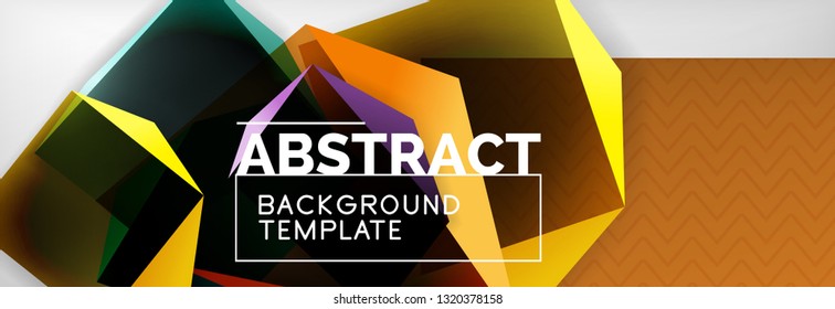 Geometric abstract background with color dark 3d shapes, vector modern business or techno poster design