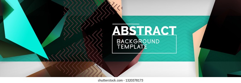 Geometric abstract background with color dark 3d shapes, vector modern business or techno poster design