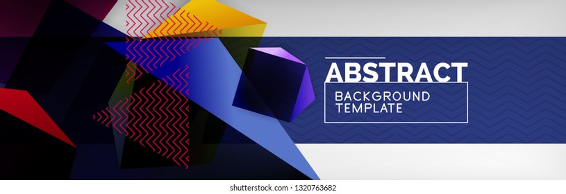 Geometric abstract background with color dark 3d shapes, vector modern business or techno poster design