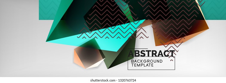 Geometric abstract background with color dark 3d shapes, vector modern business or techno poster design