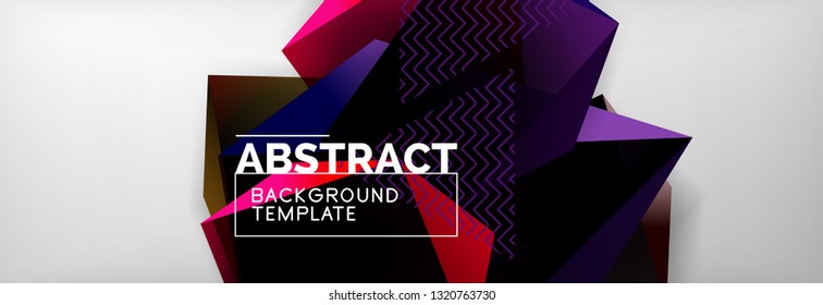 Geometric abstract background with color dark 3d shapes, vector modern business or techno poster design