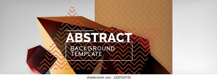 Geometric abstract background with color dark 3d shapes, vector modern business or techno poster design