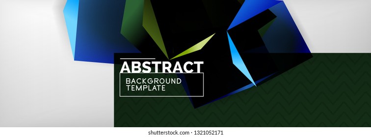 Fondo abstracto geométrico con formas 3d oscuras de color, diseño de afiches de negocios modernos vectoriales o tecno