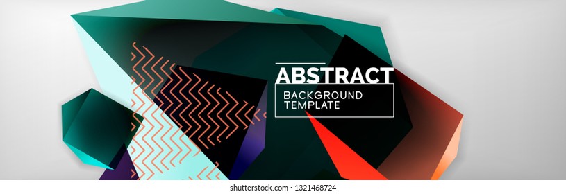 Geometric abstract background with color dark 3d shapes, vector modern business or techno poster design