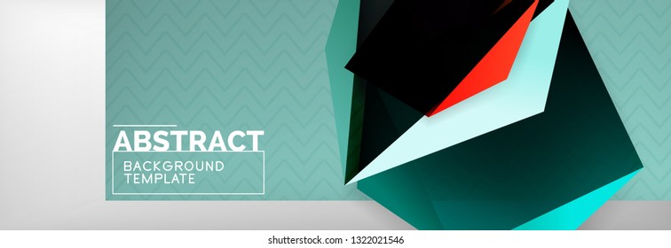Geometrischer abstrakter Hintergrund mit dunklen, dunklen 3D-Formen, Vektormodernes Business- oder Techno-Poster-Design