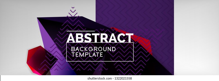 Geometrischer abstrakter Hintergrund mit dunklen, dunklen 3D-Formen, Vektormodernes Business- oder Techno-Poster-Design