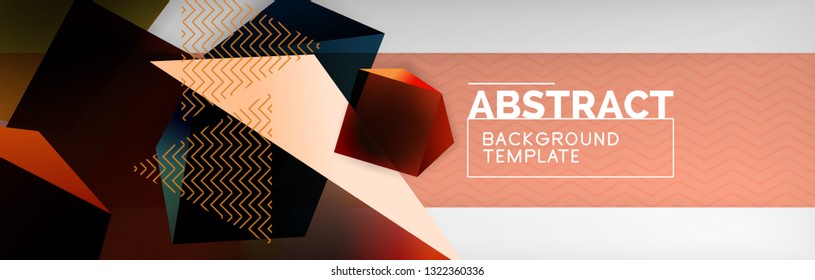 Geometric abstract background with color dark 3d shapes, vector modern business or techno poster design