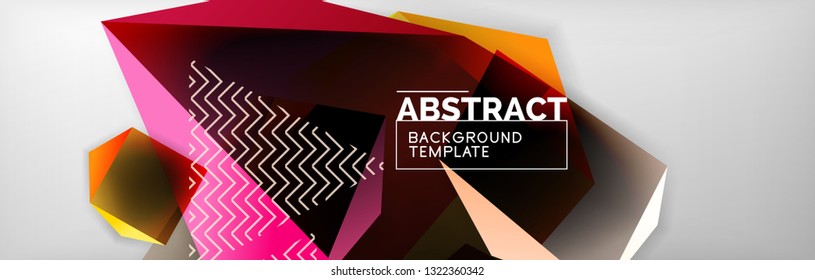 Geometrischer abstrakter Hintergrund mit dunklen, dunklen 3D-Formen, Vektormodernes Business- oder Techno-Poster-Design