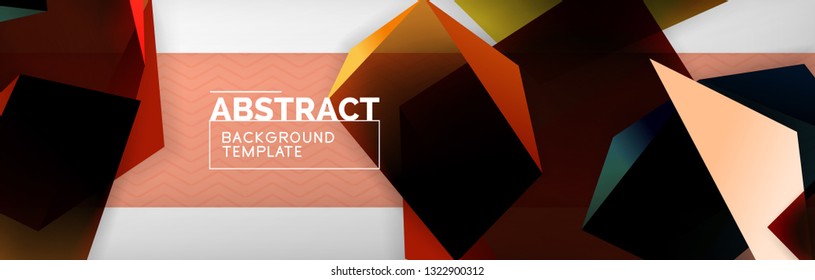 Geometrischer abstrakter Hintergrund mit dunklen, dunklen 3D-Formen, Vektormodernes Business- oder Techno-Poster-Design
