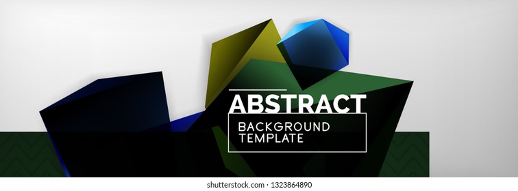 Geometric abstract background with color dark 3d shapes, vector modern business or techno poster design