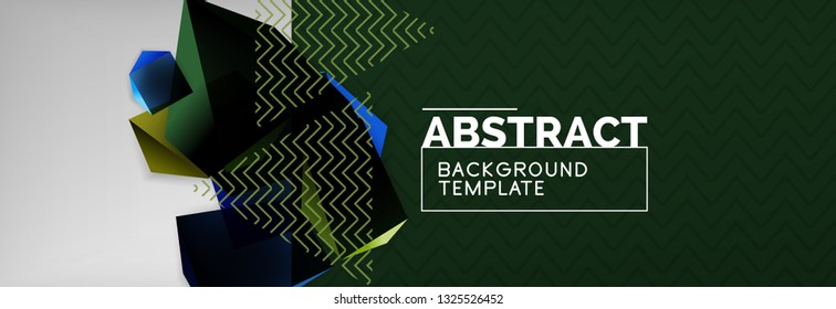 Geometric abstract background with color dark 3d shapes, vector modern business or techno poster design
