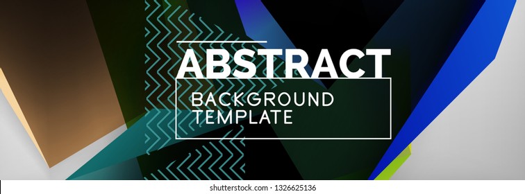 Geometric abstract background with color dark 3d shapes, vector modern business or techno poster design