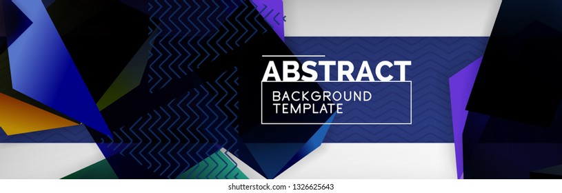 Geometric abstract background with color dark 3d shapes, vector modern business or techno poster design