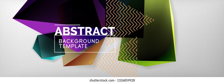 Geometric abstract background with color dark 3d shapes, vector modern business or techno poster design