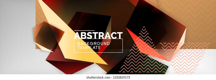Geometric abstract background with color dark 3d shapes, vector modern business or techno poster design