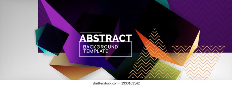 Geometric abstract background with color dark 3d shapes, vector modern business or techno poster design