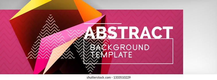 Geometric abstract background with color dark 3d shapes, vector modern business or techno poster design