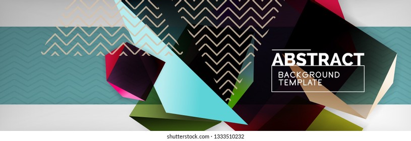 Fondo abstracto geométrico con formas 3d oscuras de color, diseño de afiches de negocios modernos vectoriales o tecno