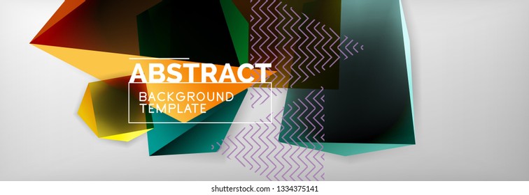 Geometric abstract background with color dark 3d shapes, vector modern business or techno poster design