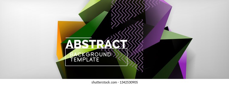 Geometric abstract background with color dark 3d shapes, vector modern business or techno poster design