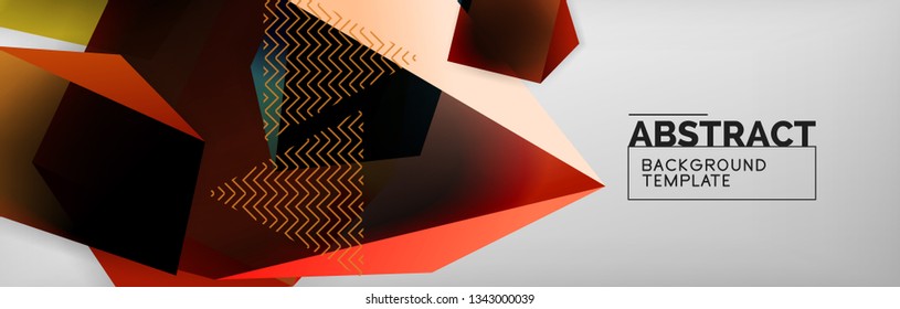 Geometric abstract background with color dark 3d shapes, vector modern business or techno poster design